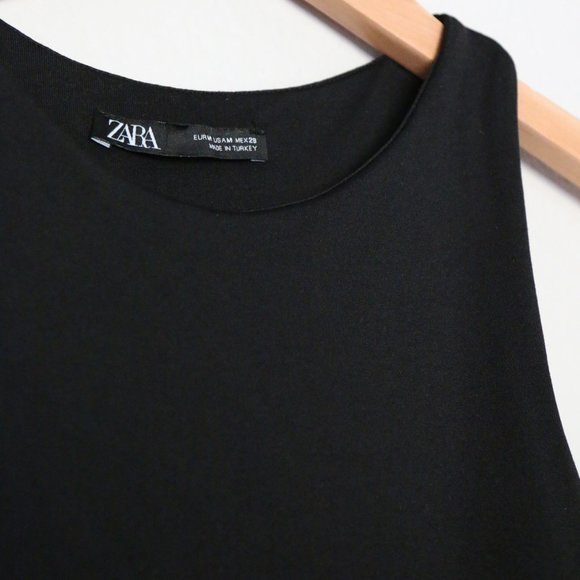 Zara Halter Bodysuit Top M High Neck Snap Buttons Sleeveless Black Blogger's Fav - Picture 10 of 16